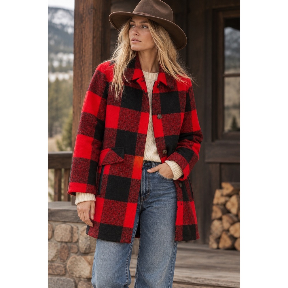 Pendleton Heritage Buffalo Check Plaid Wool Paul Bunyan Coat M Americana